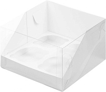 картинка Коробка для 4 капкейков с пластиковой крышкой 160*160*100 мм СЕРЕБРО от магазинаАрт-Я