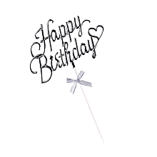 картинка Топпер "Happy Birthday", серебряный, с бантиком от магазинаАрт-Я