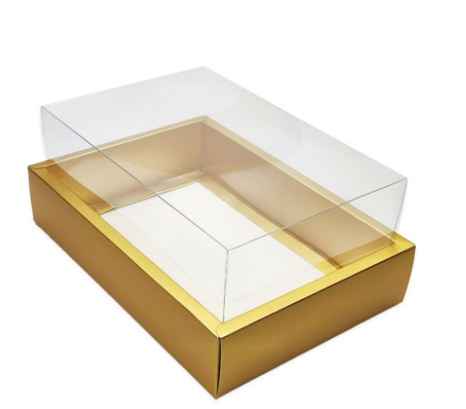 картинка Коробка с золотым дном и прозрачной крышкой 22 х 15 h 10 от магазинаАрт-Я