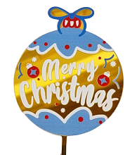 картинка Топпер «Merry Christmas» новогодний шарик (золотой с белой надписью) от магазинаАрт-Я