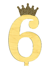 картинка Топпер акриловый «Цифра 6» (10,5 см, золотой) от магазинаАрт-Я