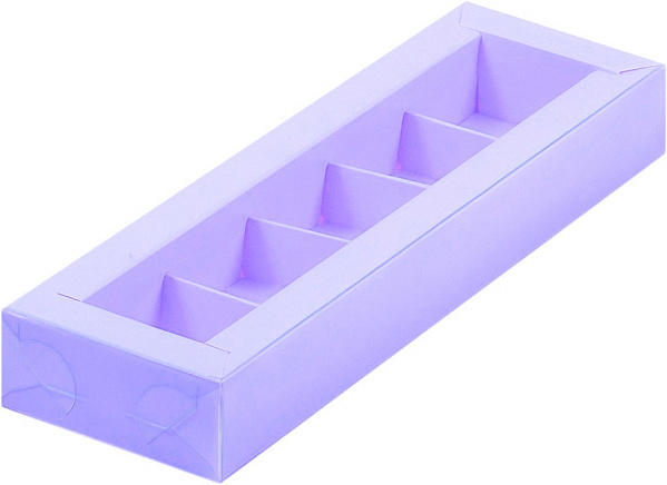 картинка Коробка для 5 конфет с пластиковой крышкой 235*70*30мм (ЛАВАНДА) от магазинаАрт-Я