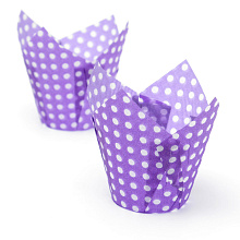 картинка Форма Тюльпан фиолетовая в белый горошек(мелкий), 5*8 см от магазинаАрт-Я