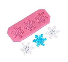 картинка Силиконовый молд «Снежинки», 17,5×6,8×0,5 см, цвет розовый от магазинаАрт-Я