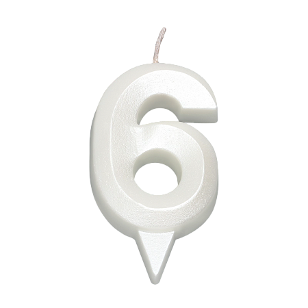 картинка Свеча в торт "Грань", цифра "6", жемчужный, 6,5 см от магазинаАрт-Я