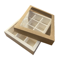 картинка Коробка для 12 конфет с окном крафт от магазинаАрт-Я