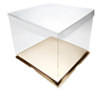 картинка Коробка квадрат золотая 26 х 26 х 31 + прозрачная крышка от магазинаАрт-Я