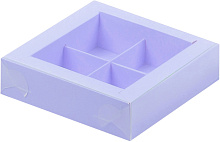 картинка Коробка для 4 конфет с пластиковой крышкой 120*120*30мм ЛАВАНДА от магазинаАрт-Я