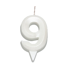 картинка Свеча в торт "Грань", цифра "9", жемчужный, 6,5 см от магазинаАрт-Я