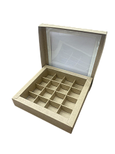 картинка Коробка для 16 конфет с ОКНОМ КРАФТ от магазинаАрт-Я
