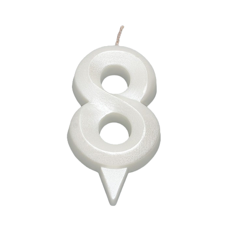 картинка Свеча в торт "Грань", цифра "8", жемчужный, 6,5 см от магазинаАрт-Я