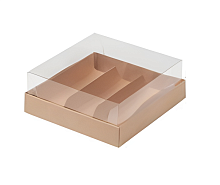 картинка Коробка для 3 эклеров с прозрачным куполом 135*130*50 мм КРАФТ от магазинаАрт-Я