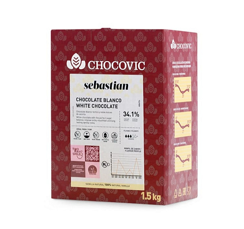 картинка Шоколад белый Chocovic Sebastian 34,6 % 1,5 кг от магазинаАрт-Я