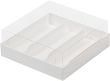 картинка Коробка для 3 эклеров с прозрачным куполом 135*130*50 мм БЕЛАЯ от магазинаАрт-Я