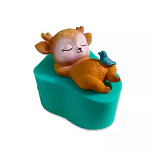 картинка Молд 3D спящий олененок с птичкой от магазинаАрт-Я