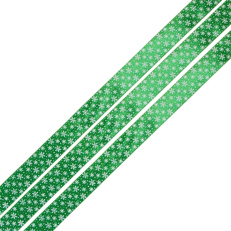 картинка Лента атласная декоративная «Снежинки», зелёная , 1.5 см х 5 м от магазинаАрт-Я