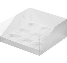 картинка Коробка для 9 капкейков с пластиковой крышкой 235*235*100 мм СЕРЕБРО от магазинаАрт-Я