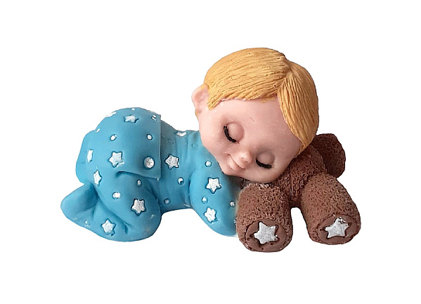 картинка Глазурь "Малыш спящий на мишке, голубая пижама", 100гр от магазинаАрт-Я