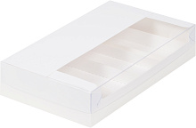 картинка Коробка для 5 эклеров и эскимо с пластиковой крышкой 250*150*50 мм БЕЛАЯ от магазинаАрт-Я