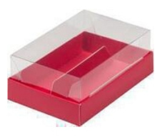 картинка Коробка для 2 эклеров и эскимо с прозрачным куполом 135*90*50 КРАСНАЯ от магазинаАрт-Я