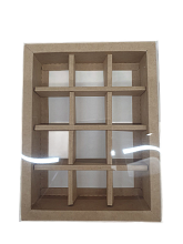 картинка Коробка для 12 конфет с пластиковой крышкой 190*145*38 (КРАФТ) от магазинаАрт-Я